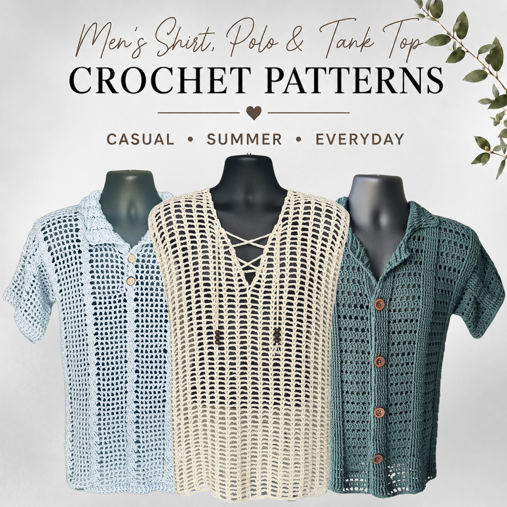 Men's Shirt, Polo & Tank Top Crochet Patterns