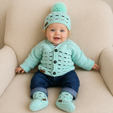 Crochet Baby Set Pattern – Adam Cardigan, Hat & Booties (0–3Y)