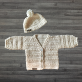 Crochet Baby & Kids Set Pattern PDF – Ashley V-Neck Cardigan & Hat (NB–10Y)