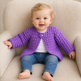 Crochet Baby Cardigan Pattern PDF – Beth Puff Stitch Baby Sweater (NB–10Y)
