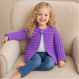 Crochet Baby Cardigan Pattern PDF – Beth Puff Stitch Baby Sweater (NB–10Y)