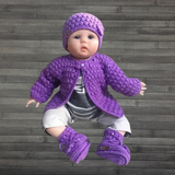 Beth Cardigan, Hat & Booties Set (Newborn to 10 Years) – English Only