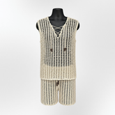 Crochet Mesh Tank Top & Shorts Set Pattern (S–5XL) – Cade Matching Summer Outfit for Men & Women