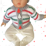 Crochet Christmas Cardigan Pattern – Chrissy Striped Holiday Sweater (Preemie–10Y) – English Only