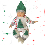 Crochet Christmas Pattern Collection – Chrissy Cardigan, Hat, Pants & Bib (Baby–10Y / Adult Hat) – English Only
