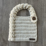 Cooper Crochet Cabled Baby Bib Pattern | Trendy & Adjustable Baby Drool Bib | English PDF Crochet Pattern