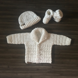 Crochet Newborn Baby Set Pattern PDF – Corbin Shawl Collar Cardigan, Hat & Booties