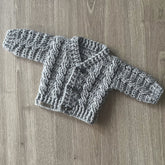 Ethan Newborn Crochet Baby Cardigan Pattern PDF - English Only