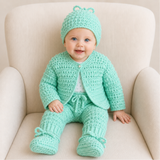 Crochet Baby Set Pattern PDF – Fiona Cardigan, Hat & Booties (NB–2Y)