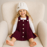 Crochet Baby Dress Pattern PDF – Harper Cabled Pinafore Dress & Hat (0–4Y Dress / 0–10Y Hat)