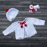 Holly Crochet Baby Christmas Cardigan Hat Booties Set | Crochet Pattern PDF | English