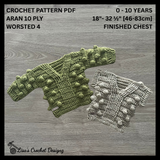 Crochet Baby & Kids Sweater & Vest Pattern PDF – Hunter V-Neck Pullover (0–10Y)