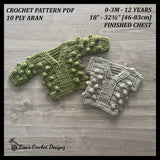 Hunter Crochet Pattern – Pullover Sweater and Vest (Baby to 12Y), English Only