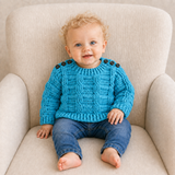 Crochet Pullover Sweater Pattern PDF – Jack Cabled Sweater (NB–10Y)