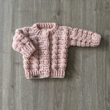 Lola Newborn Crochet Baby Cardigan Pattern | Seamless Cabled Baby Sweater English PDF