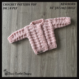 Crochet Newborn Cardigan Pattern – Lola Cabled Baby Sweater – English Only