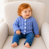 Crochet Baby Cardigan Pattern PDF – Lola Cabled Baby Sweater (0–3Y)