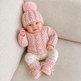 Crochet Newborn Set Pattern PDF – Lola Cabled Cardigan, Hat & Booties