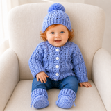 Crochet Newborn Set Pattern PDF – Lola Cabled Cardigan, Hat & Booties