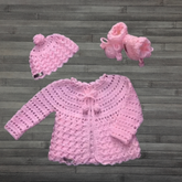 Crochet Baby Set Pattern PDF – Luna Cardigan, Hat & Booties (0–3 Months)