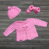 Luna Crochet Cardigan Hat Booties Set Baby 0-3 Months | Crochet Pattern PDF | English