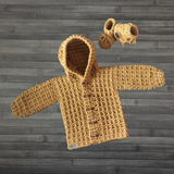 Crochet Baby Hoodie & Booties Pattern PDF – Mason Hoodie Set (0–2Y)