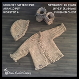 Crochet Cardigan, Hat & Booties Set Pattern – Renee Love-Knot Baby & Kids Set (NB–10Y) – English Only