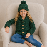 Crochet Cardigan Sweater & Hat Pattern PDF – Rocky Shawl Collar Set (NB–10Y)