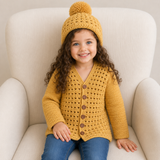Crochet Cardigan & Hat Pattern PDF – Sam Baby & Kids Set (0–10Y)