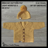 Crochet Baby & Kids Pattern PDF Collection – Sam Cardigan, Hat, Pants & Bandana Bib