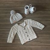 Stirling Crochet Cardigan Hat Booties Set Baby 0-3 Months | Crochet Pattern PDF | English