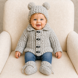 Crochet Baby & Kids Pattern PDF Collection – Theo Cardigan, Hat, Booties & Pants