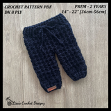 Crochet Baby Pants Pattern – William Textured Baby Trousers (Preemie–2Y)
