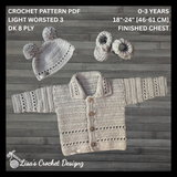 Crochet Baby Pattern Collection PDF – Zac Cardigan, Hat, Booties & Pants
