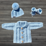 Crochet Baby Set Pattern PDF – Zeb Sweater, Hat & Booties (0–3Y)