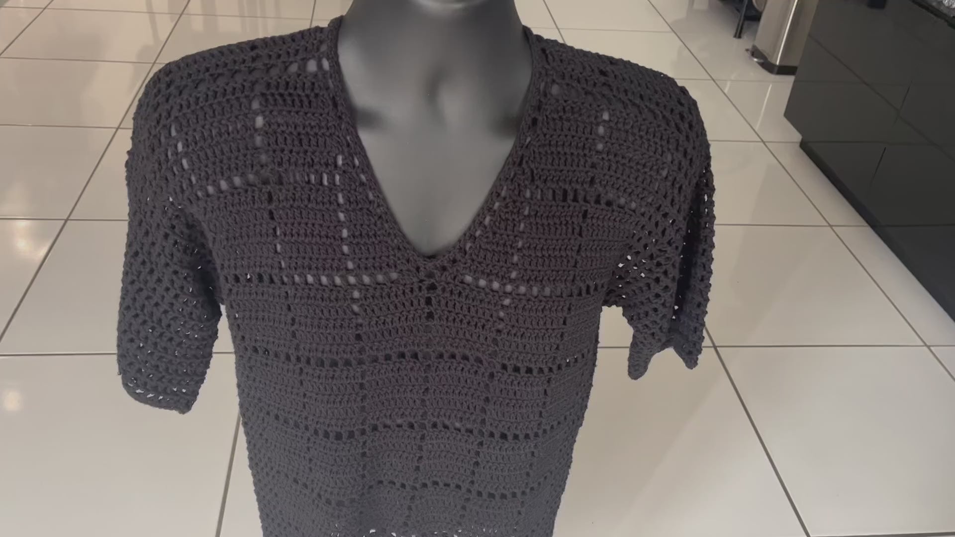 Jet Crochet Pattern – Men’s V-Neck Mesh T-Shirt | Summer Top (S-2XL) | English PDF