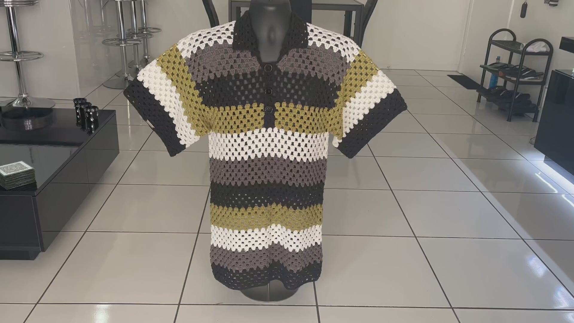 Granny Stitch Crochet Pattern Men's Polo Shirt (S-5XL) – Digital PDF Pattern in English