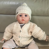 ashley crochet sweater and hat on baby