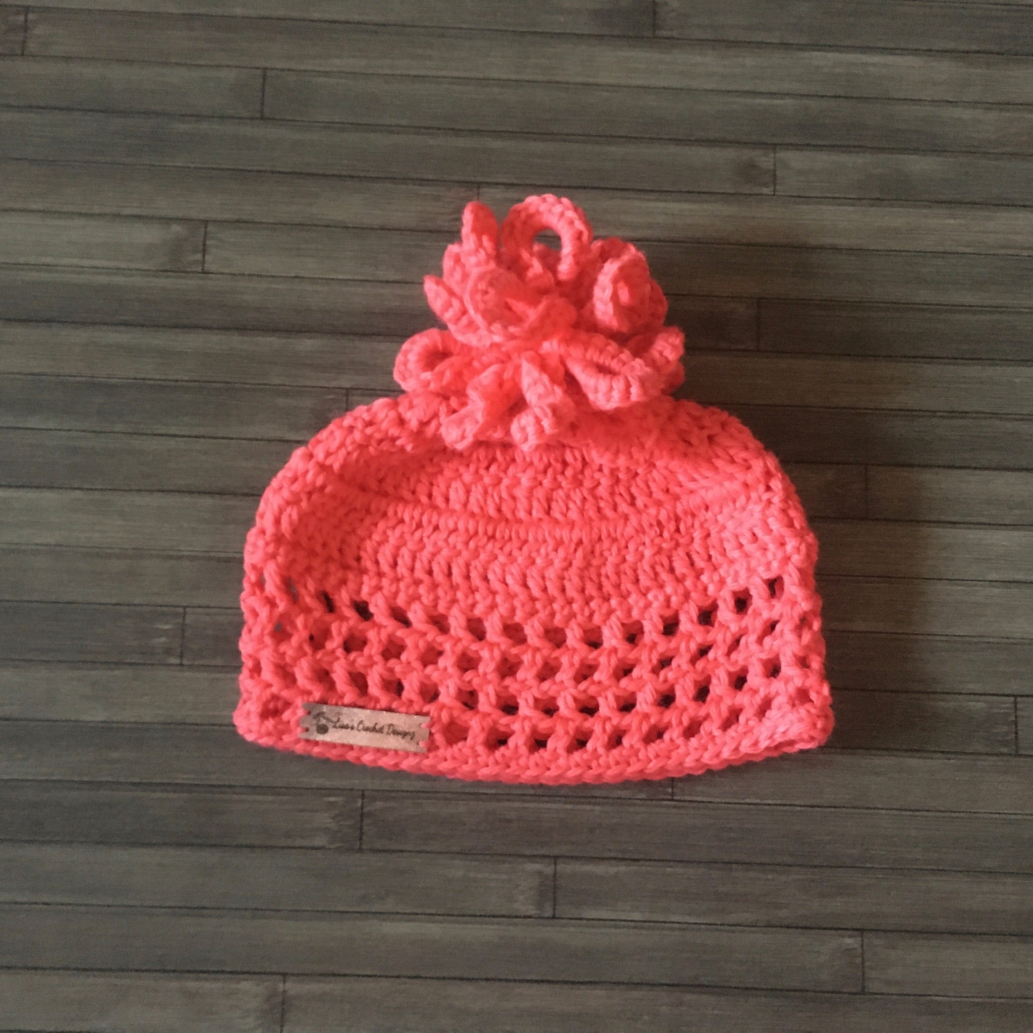 Coral crochet hat