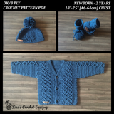 Devon Baby Cardigan to 2 Years | Crochet Pattern PDF | English