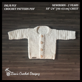 Grayson Baby Cardigan to 2 Years | Crochet Pattern PDF | English