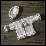 Harriet Cardigan and Hat Set Crochet Pattern PDF | Newborn to 10 Years | English