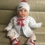 Holly Crochet Baby Christmas Cardigan Hat Booties Set | Crochet Pattern PDF | English