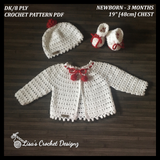 Holly Crochet Baby Christmas Cardigan Hat Booties Set | Crochet Pattern PDF | English