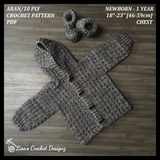 Mason Baby Hoodie & Booties Crochet Pattern PDF | 0-1 Year| English