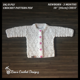 Rihanna Baby Cardigan Crochet Pattern | 0-3 Months | English PDF