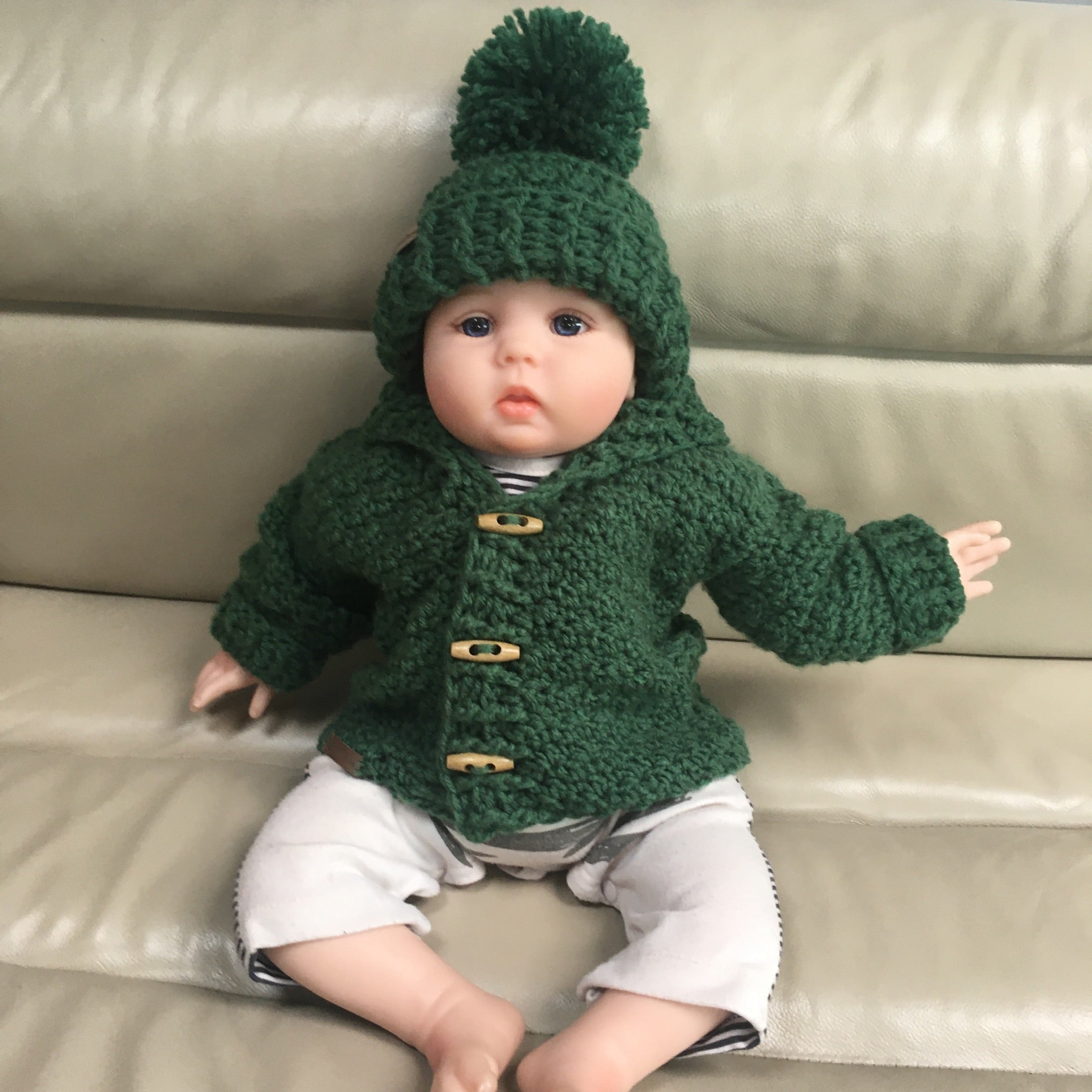 Rocky crochet sweater and hat on baby