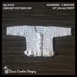 Shannyn Baby Cardigan | 0-3 Months | Crochet Pattern PDF | English