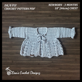 Sky Crochet Baby Cardigan 0-3 Months | Crochet Pattern PDF | English