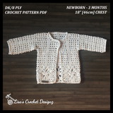 Summer Crochet Pattern PDF | Baby Cardigan (0-3 Months) | English